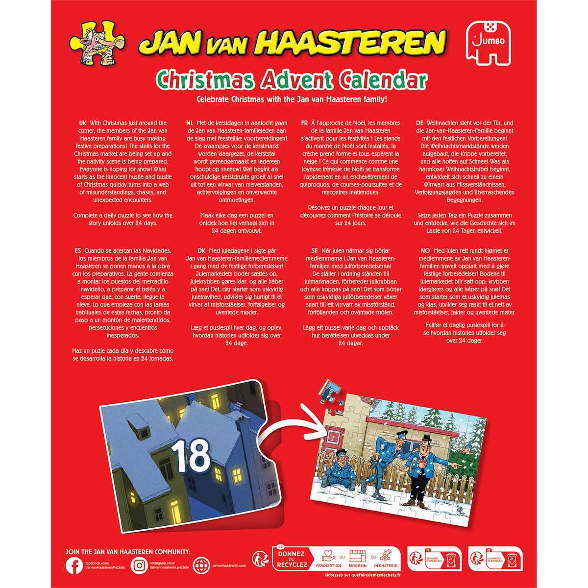 Box back: Jan van Haasteren Advent Calendar 2026 - Jigsaw Puzzle Advent Calendar (Jan van Haasteren)