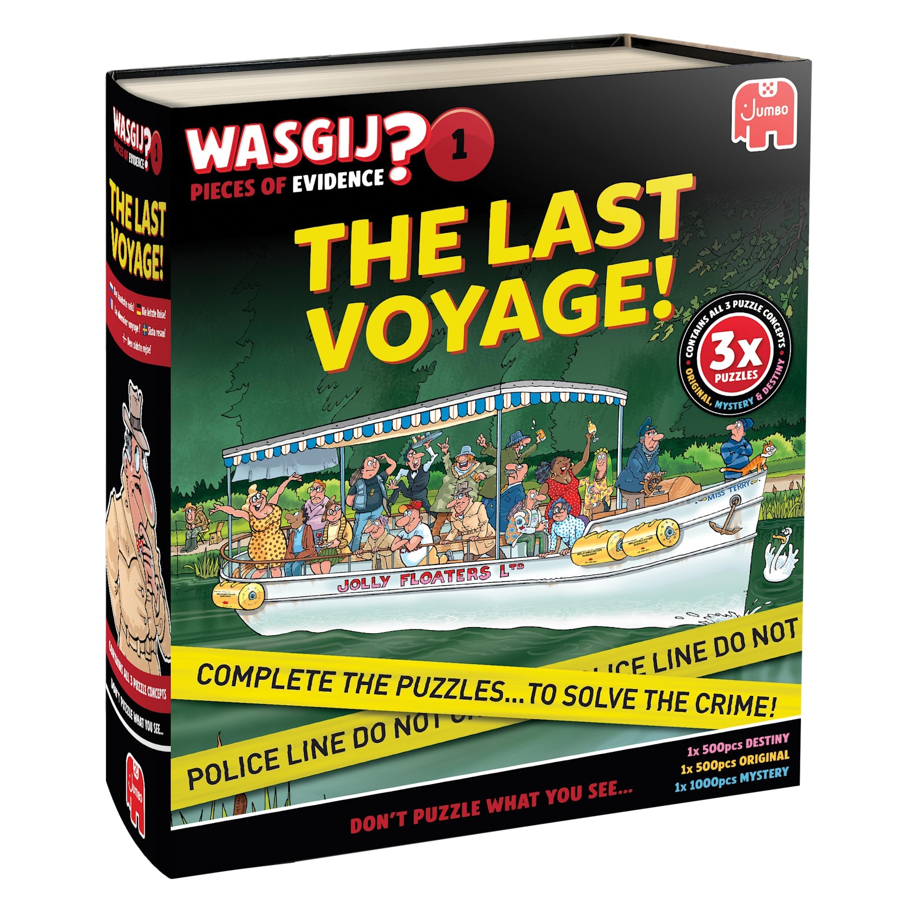 Wasgij Pieces of Evidence 1: The Last Voyage puzzle box, left-angle view