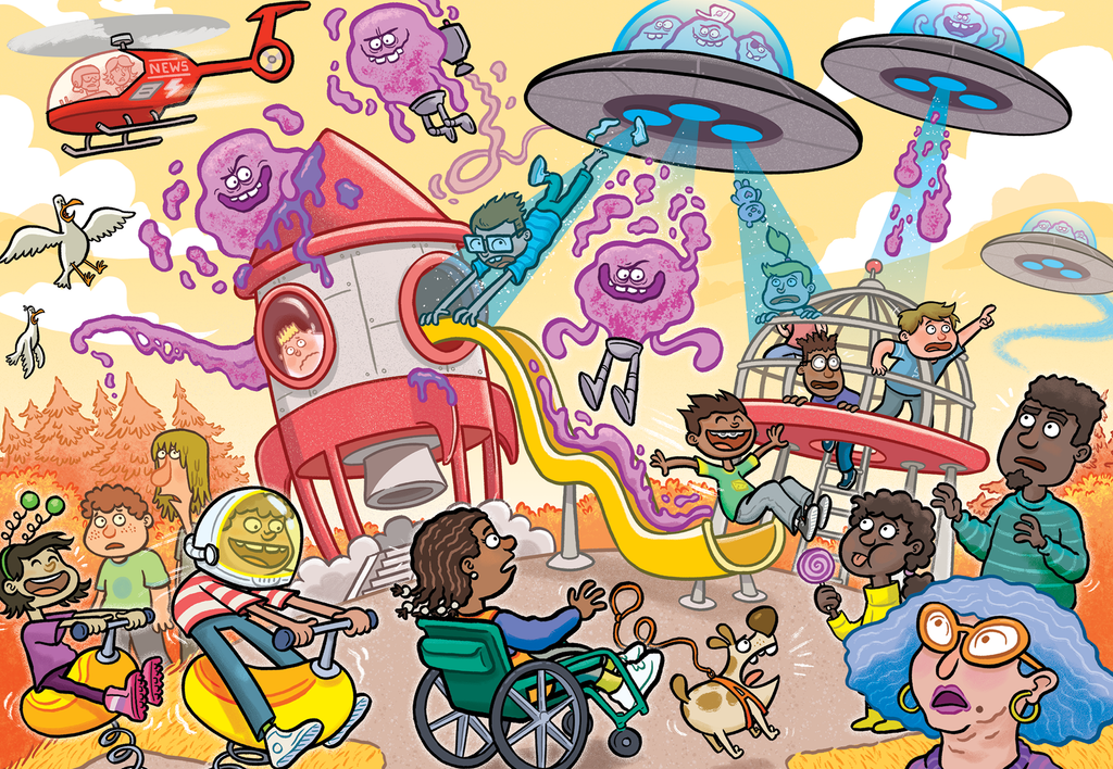 Artwork: Junior 4 Alien Invasion! - 240 Piece Jigsaw Puzzle (Wasgij)