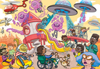 Artwork: Junior 4 Alien Invasion! - 240 Piece Jigsaw Puzzle (Wasgij)