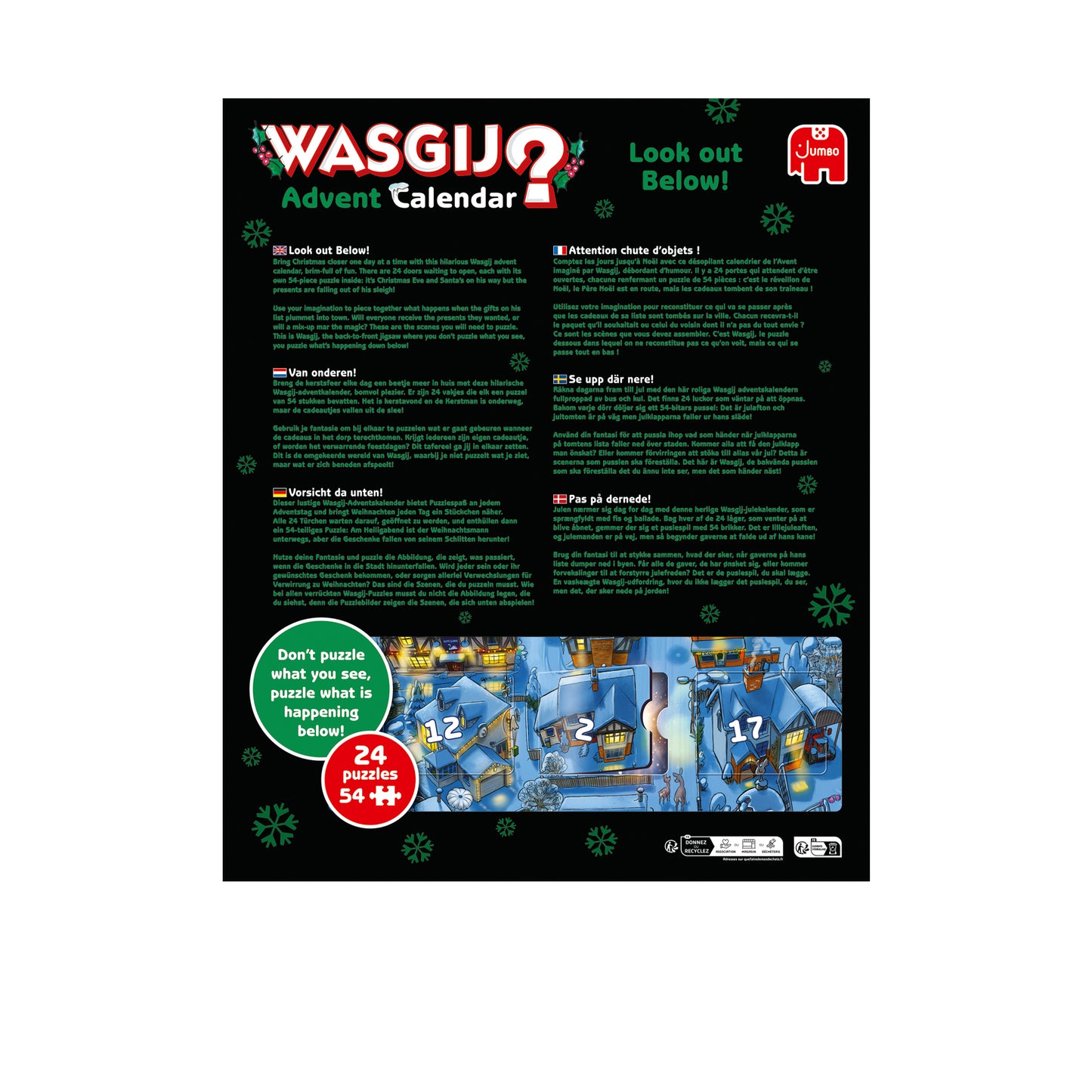 Wasgij Advent Calendar - Look out Below! - 24 x 54 Piece Jigsaw Puzzles