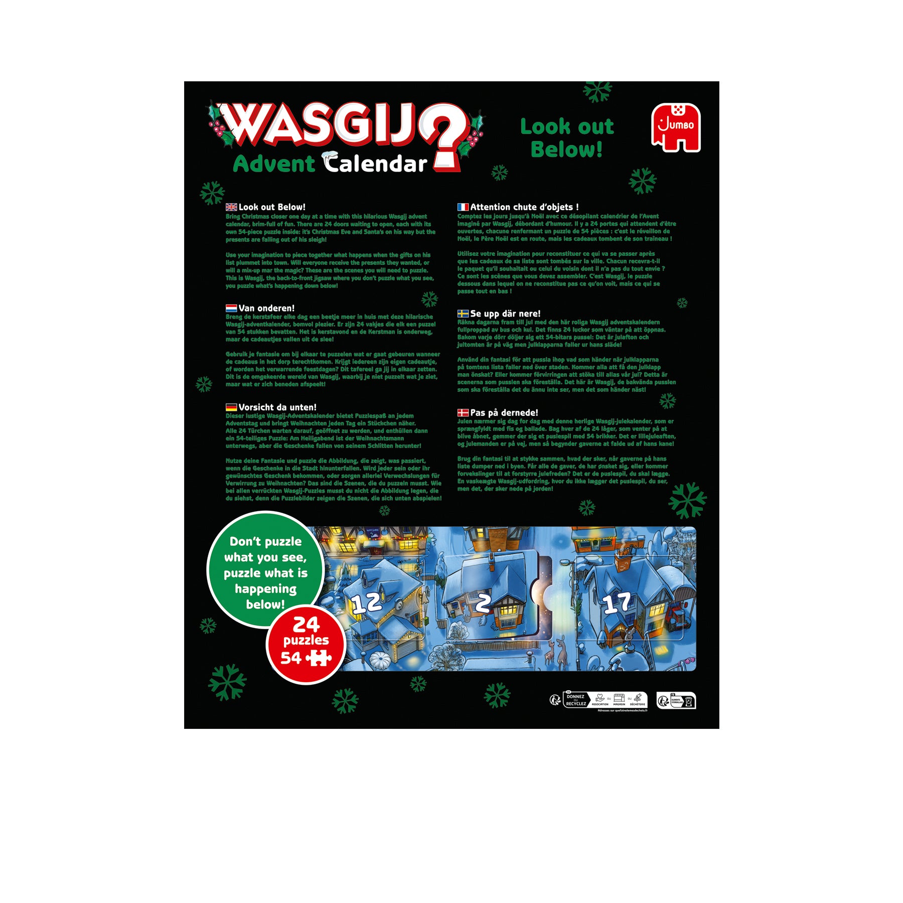 Wasgij Advent Calendar: Look out Below! – 24 x 54 Piece Jigsaw Puzzles (Wasgij)