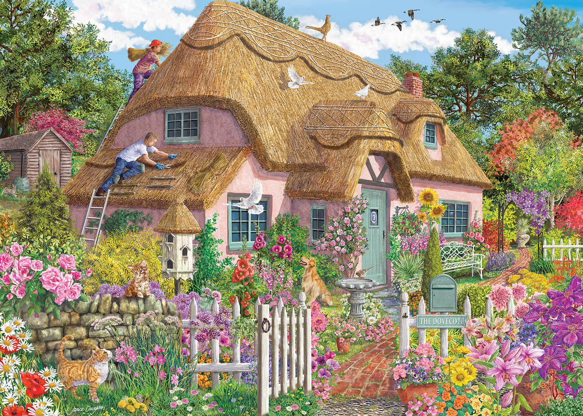Artwork: Thatched Cottage – 1000 Piece Jigsaw Puzzle (Falcon)