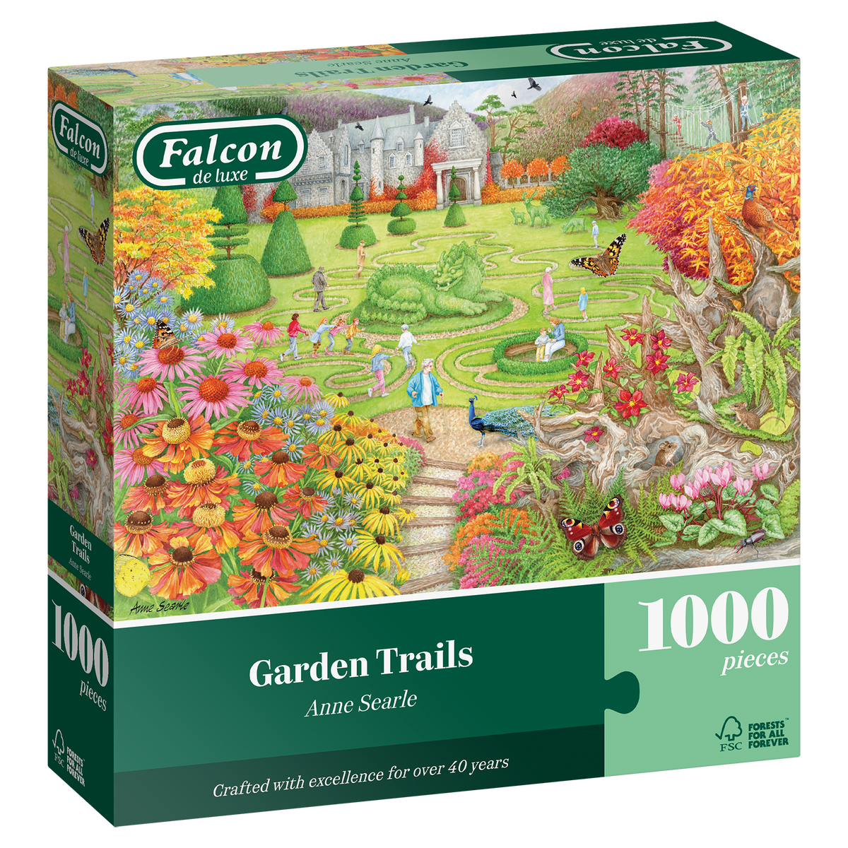 Box, turned right: Garden Trails by Anne Searle - 1000 Piece Jigsaw Puzzle (Falcon de luxe)
