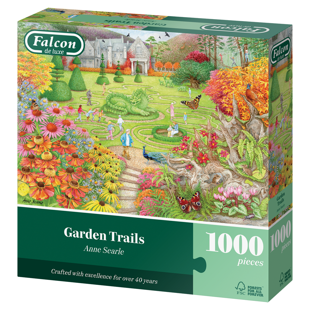 Box, turned left: Garden Trails by Anne Searle - 1000 Piece Jigsaw Puzzle (Falcon de luxe)