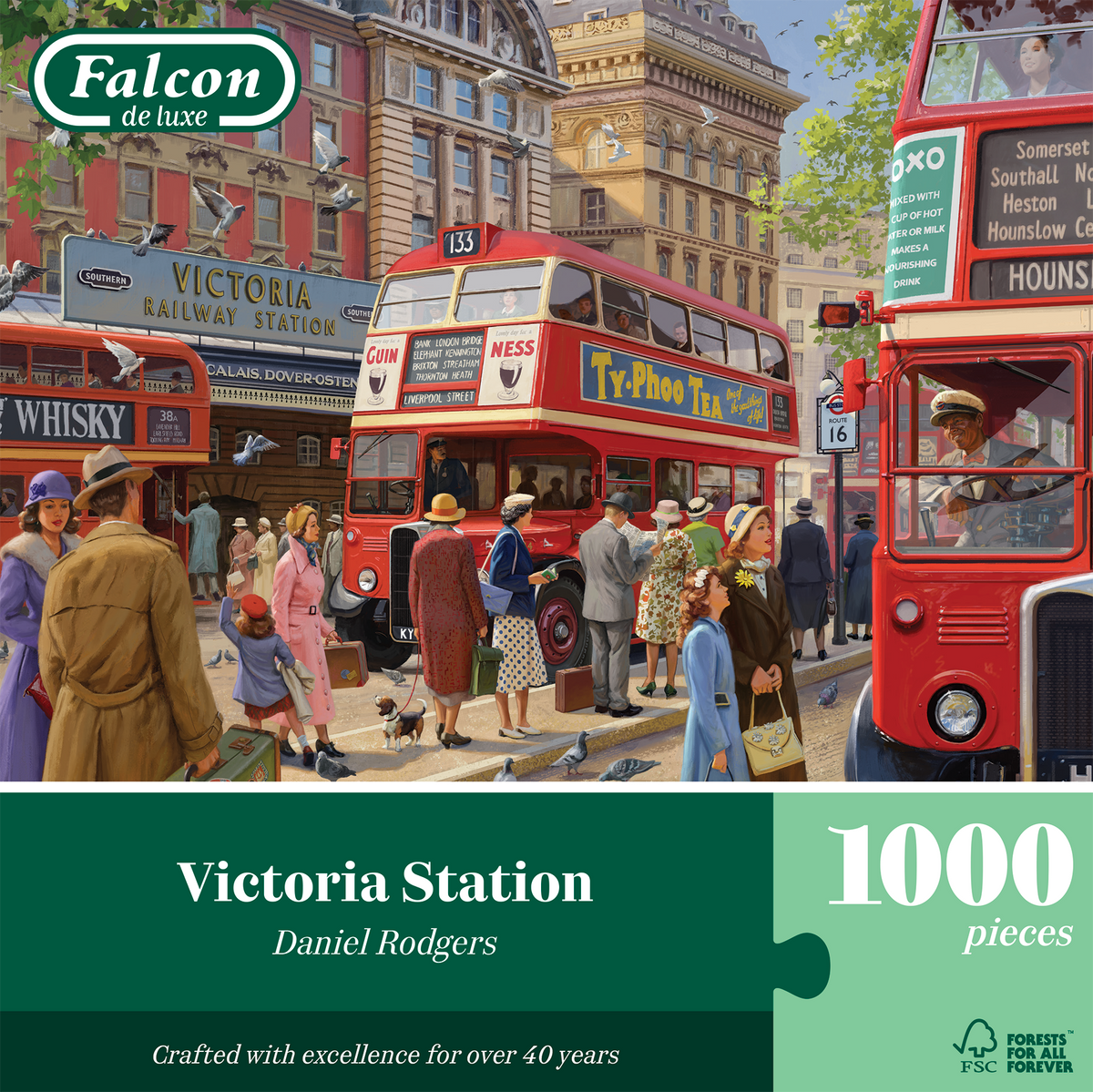 Box, straight on: Victoria Station – 1000 Piece Jigsaw Puzzle (Falcon de luxe)
