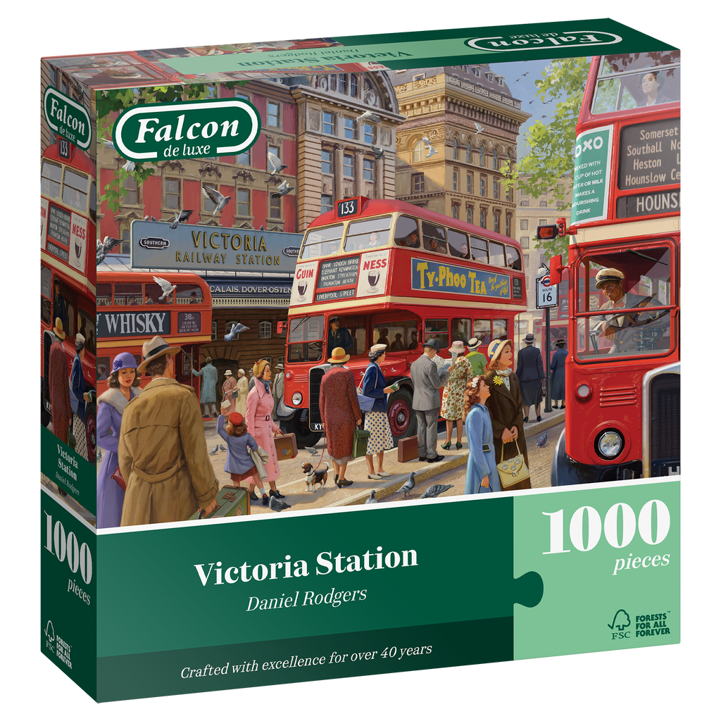 Box, turned right: Victoria Station – 1000 Piece Jigsaw Puzzle (Falcon de luxe)