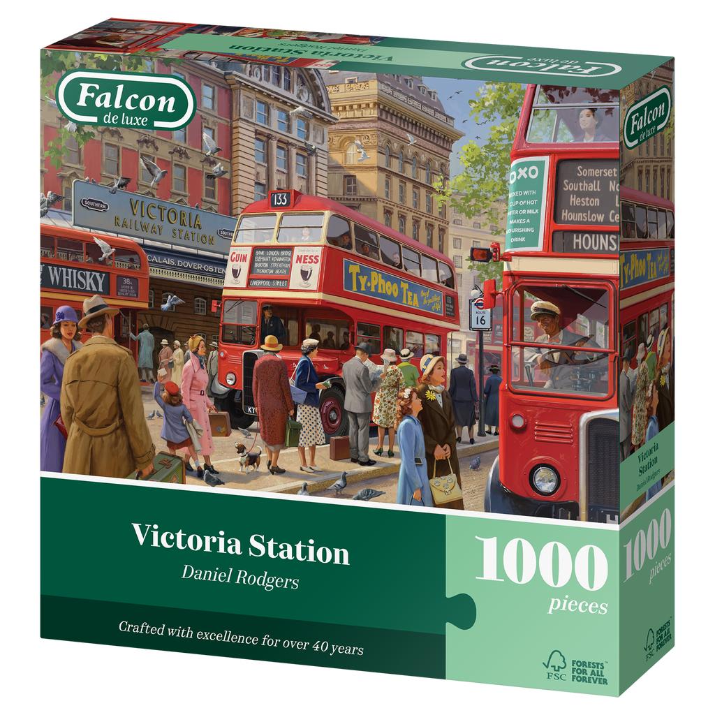 Box, turned left: Victoria Station – 1000 Piece Jigsaw Puzzle (Falcon de luxe)