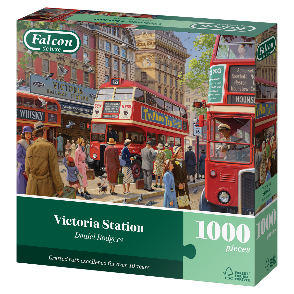 Box, turned left: Victoria Station – 1000 Piece Jigsaw Puzzle (Falcon de luxe)