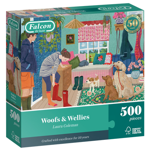 Woofs & Wellies by Laura Coleman - 500 Piece Jigsaw Puzzle (Falcon de luxe)
