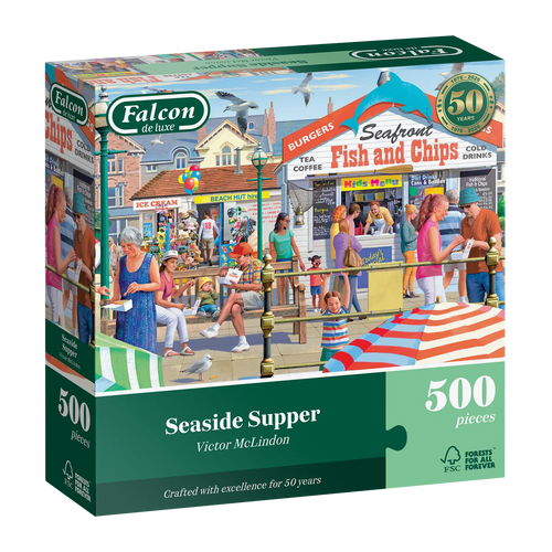Seaside Supper by Victor McLindon - 500 Piece Jigsaw Puzzle (Falcon de luxe) - Completed Puzzle