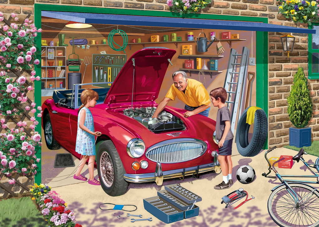 Grandad’s Garage by Victor McLindon - 500 XL Piece Jigsaw Puzzle (Falcon de luxe)