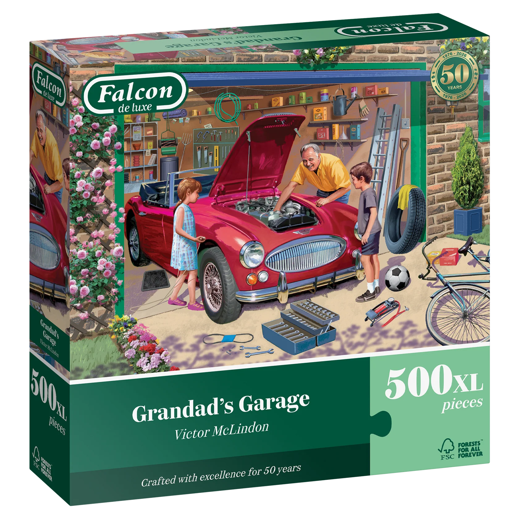 Grandad’s Garage by Victor McLindon - 500 XL Piece Jigsaw Puzzle (Falcon de luxe)