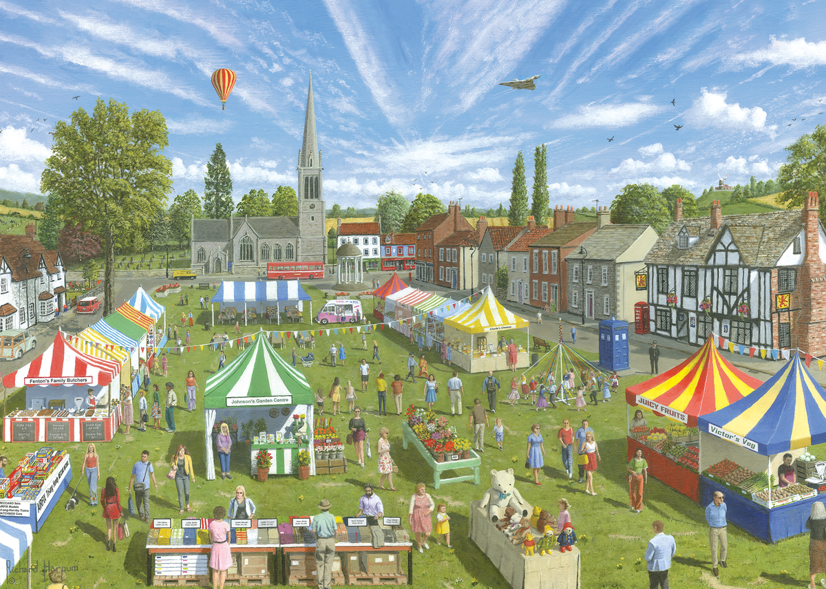 Artwork: The Village Fete - 500 XL Piece Jigsaw Puzzle (Falcon de luxe)