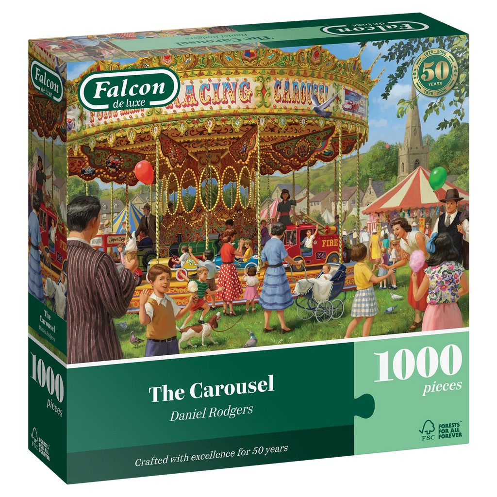 The Carousel by Daniel Rodgers - 1000 Piece Jigsaw Puzzle (Falcon de luxe) - Completed Puzzle