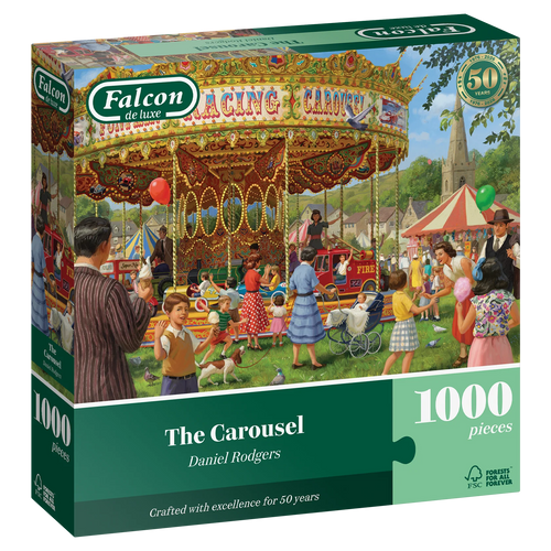 The Carousel by Daniel Rodgers - 1000 Piece Jigsaw Puzzle (Falcon de luxe) - Completed Puzzle