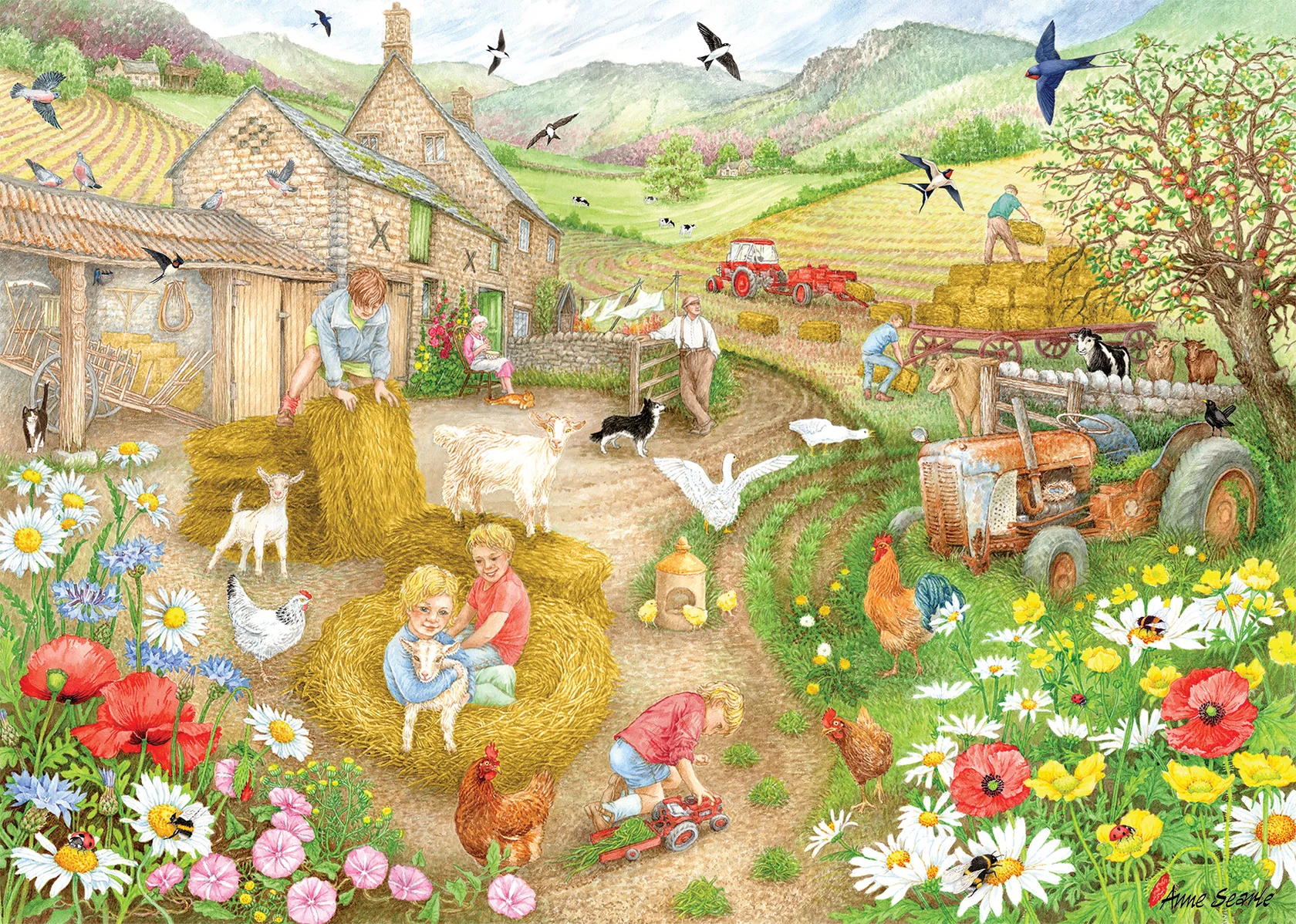 Bringing in the Hay by Anne Searle - 1000 Piece Jigsaw Puzzle (Falcon de luxe)
