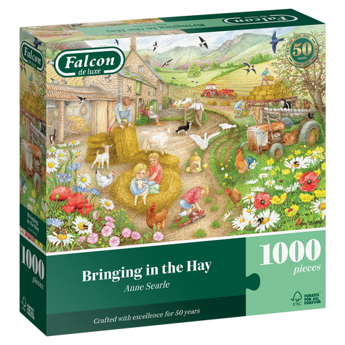 Bringing in the Hay by Anne Searle - 1000 Piece Jigsaw Puzzle (Falcon de luxe) - Completed Puzzle