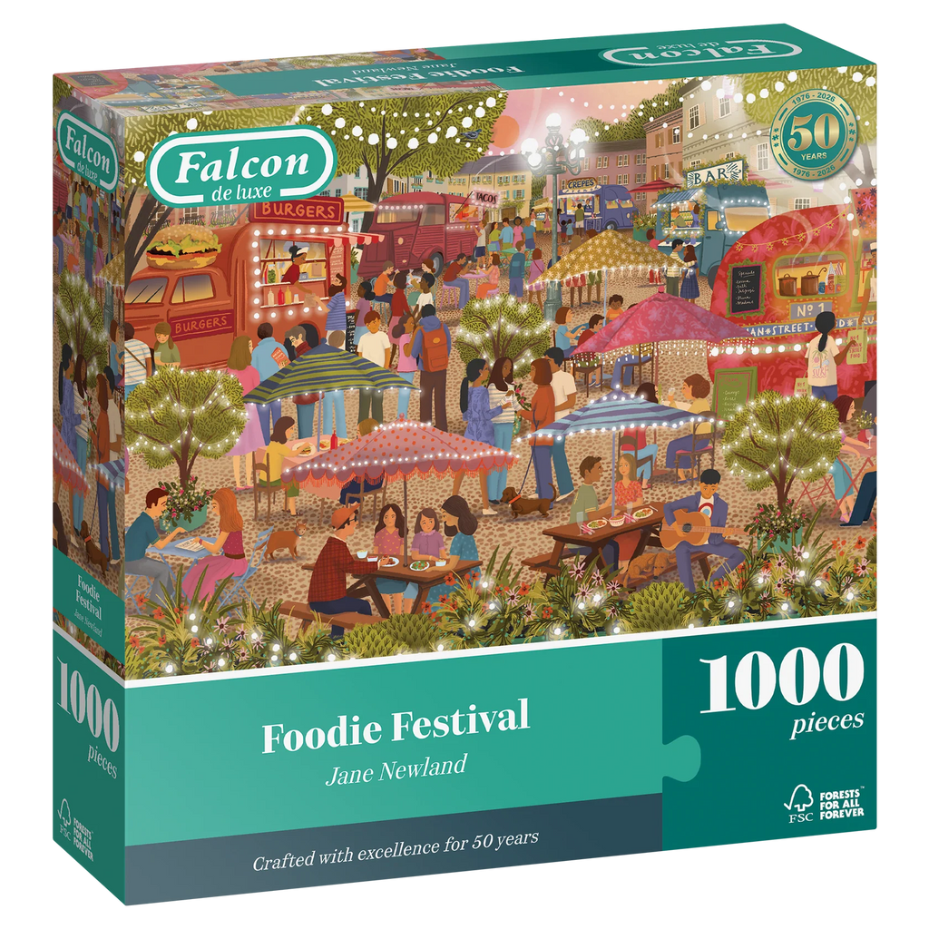 Foodie Festival by Jane Newland - 1000 Piece Jigsaw Puzzle (Falcon de luxe) - Completed Puzzle