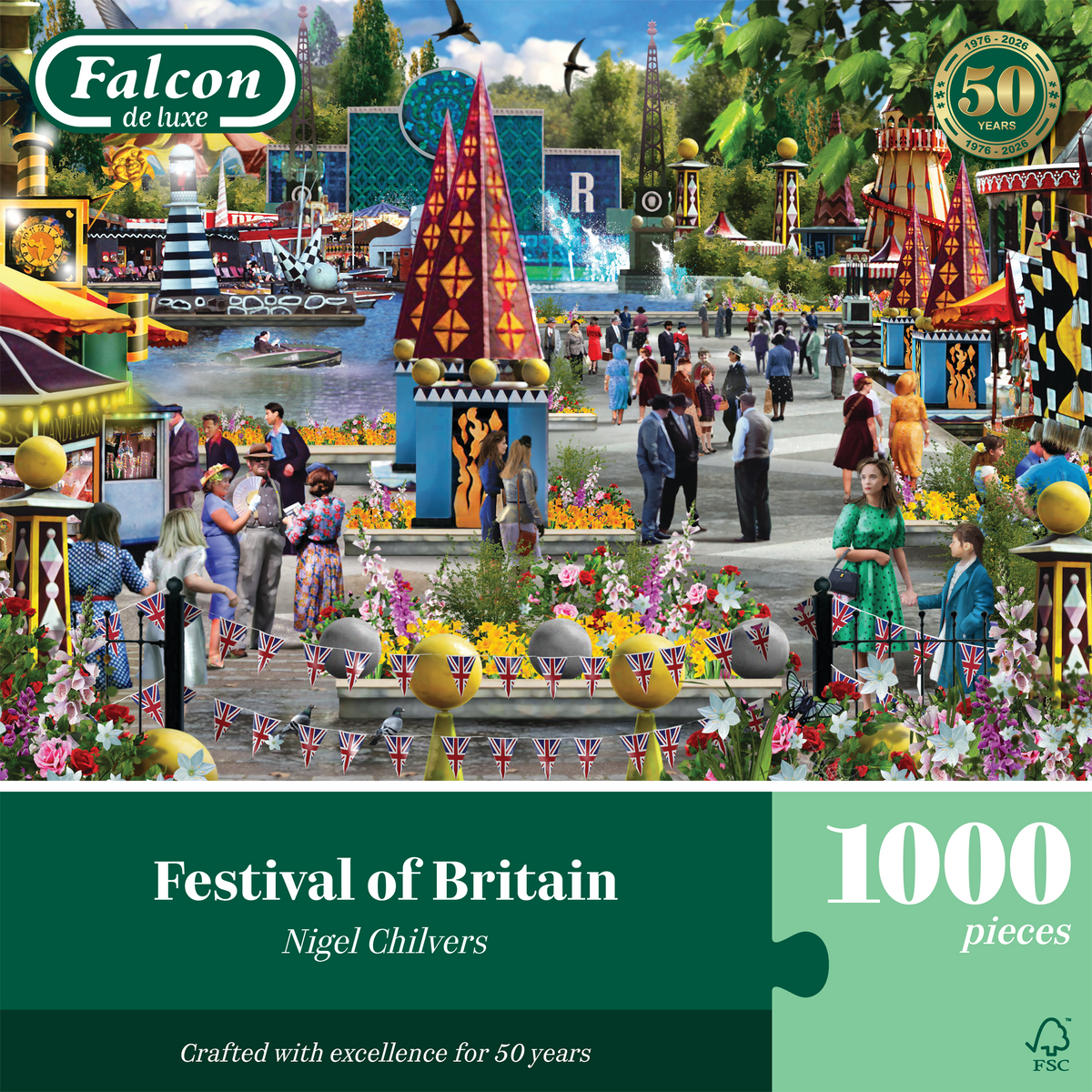 Box, straight on: Festival of Britain April - 1000 Piece Jigsaw Puzzle (Falcon de luxe)