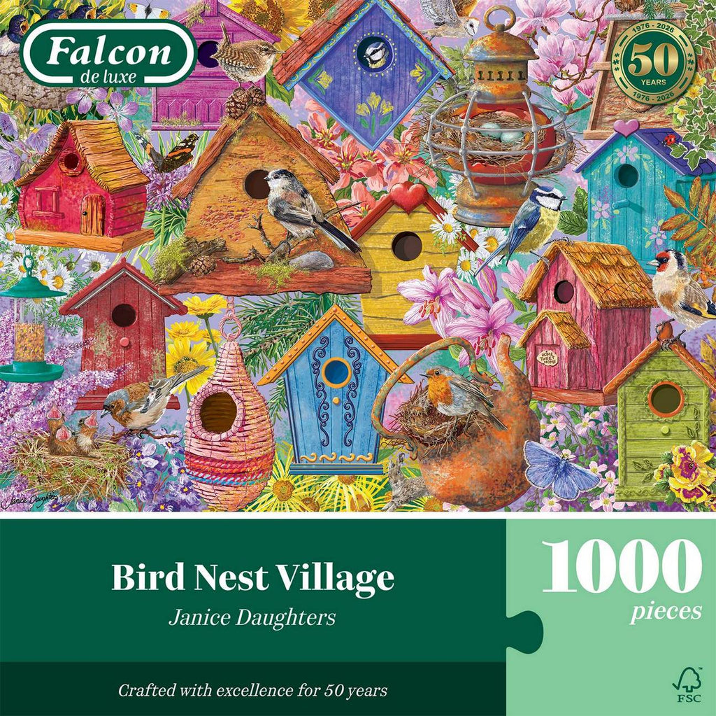 Bird Nest Village by Janice Daughters - 1000 Piece Jigsaw Puzzle (Falcon de Luxe)