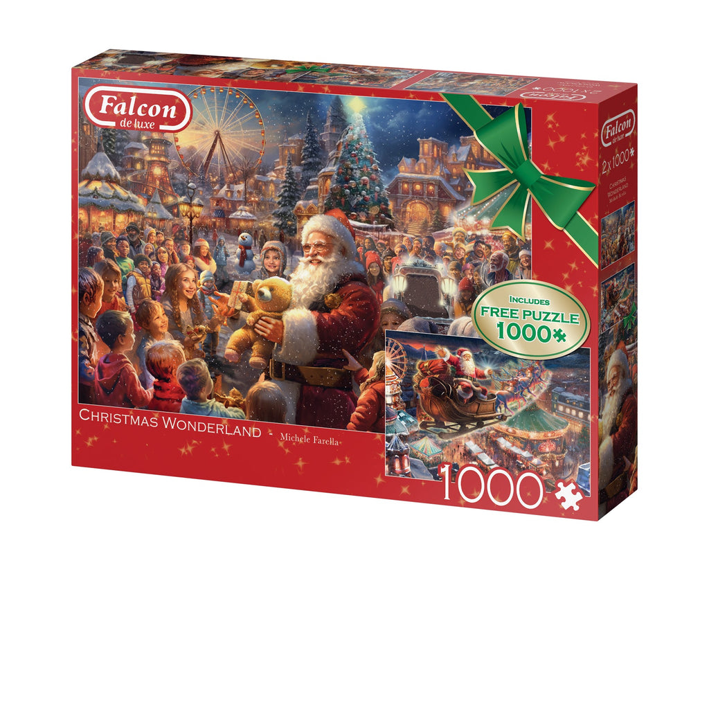 Box, turned left: Christmas Wonderland – 2 x 1000 Piece Jigsaw Puzzle (Falcon de luxe)