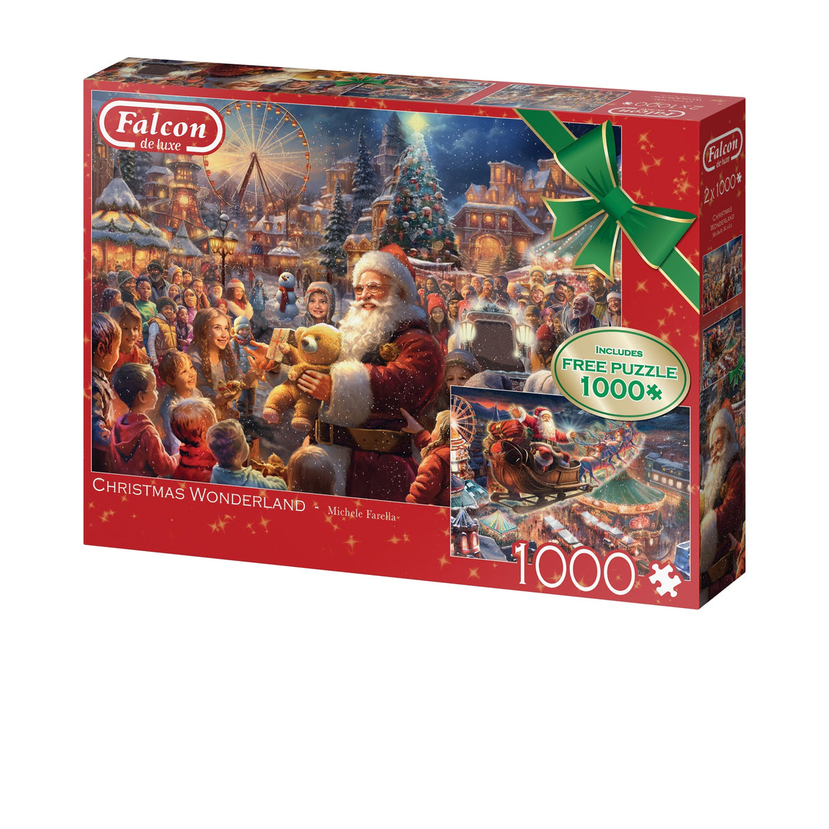 Box, turned left: Christmas Wonderland – 2 x 1000 Piece Jigsaw Puzzle (Falcon de luxe)