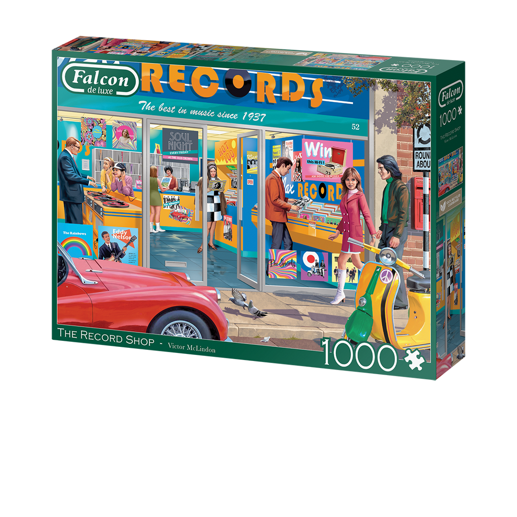 Box, turned left: The Record Shop – 1000 Piece Jigsaw Puzzle (Falcon de luxe)