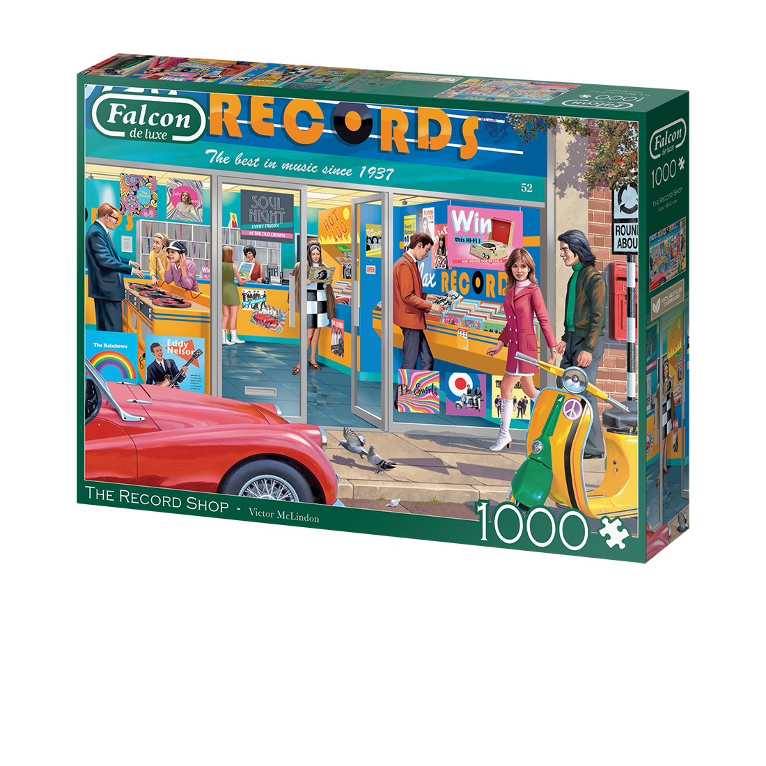 Box, turned left: The Record Shop – 1000 Piece Jigsaw Puzzle (Falcon de luxe)