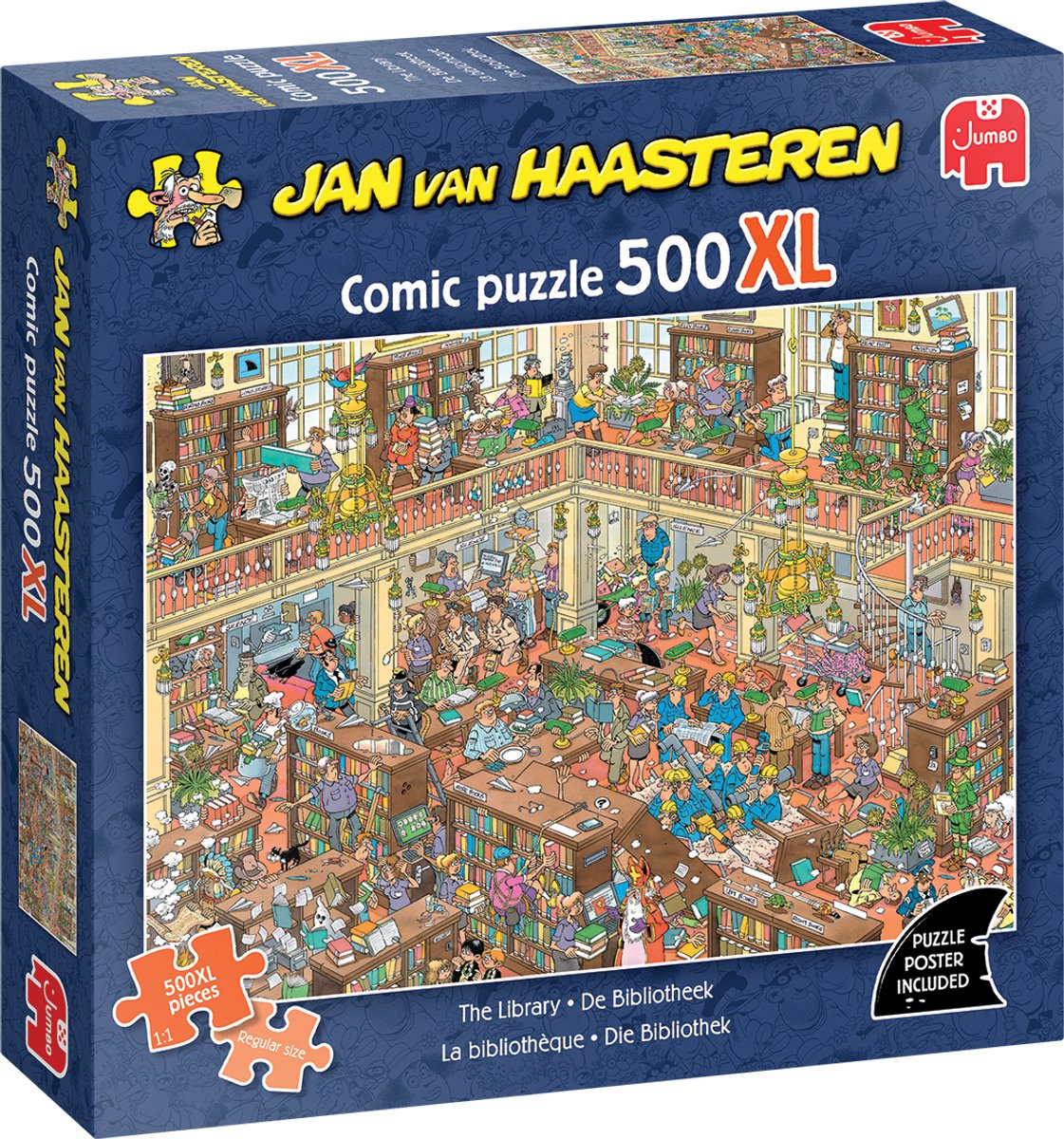 The Library by Jan van Haasteren - 500 XL Piece Jigsaw Puzzle (Jumbo) - Completed Puzzle