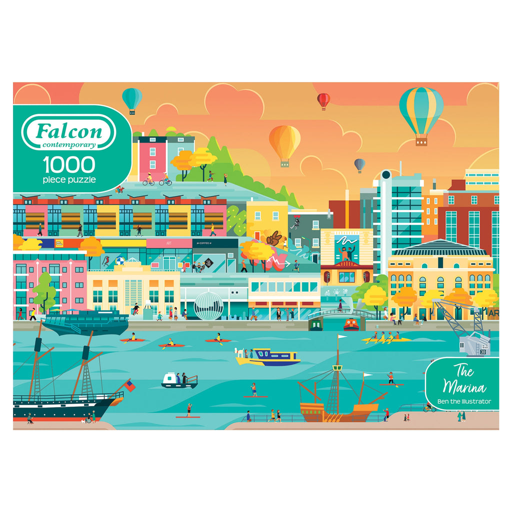 Box, straight on: The Marina – 1000 Piece Jigsaw Puzzle (Falcon Contemporary)