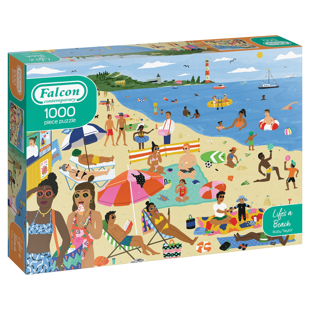 Box, turned right: Life's A Beach – 1000 Piece Jigsaw Puzzle (Falcon Contemporary)