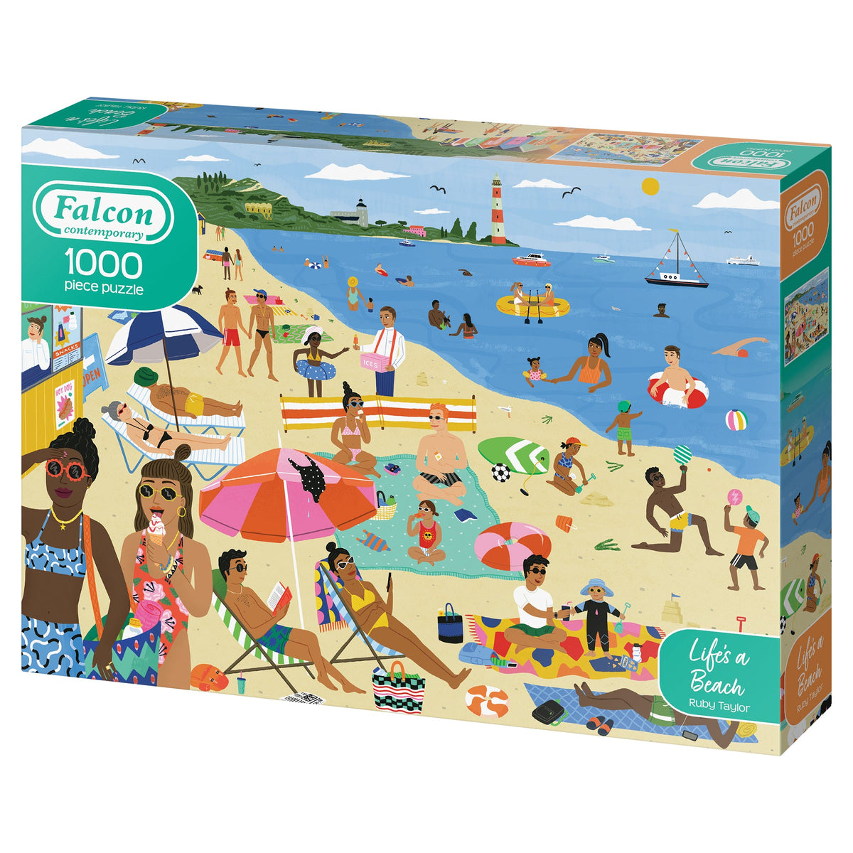 Box, turned left: Life's A Beach – 1000 Piece Jigsaw Puzzle (Falcon Contemporary)