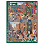 Box, straight on: Playing in the Street – 2 x 500 Piece Jigsaw Puzzle (Falcon de luxe)