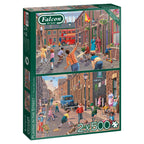 Box, turned right: Playing in the Street – 2 x 500 Piece Jigsaw Puzzle (Falcon de luxe)