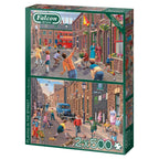 Box, turned left: Playing in the Street – 2 x 500 Piece Jigsaw Puzzle (Falcon de luxe)