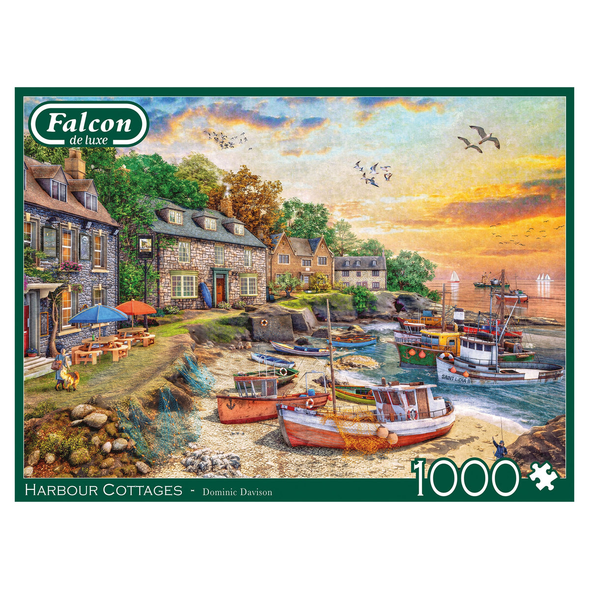 Box, straight on: Harbour Cottage – 1000 Piece Jigsaw Puzzle (Falcon de luxe)