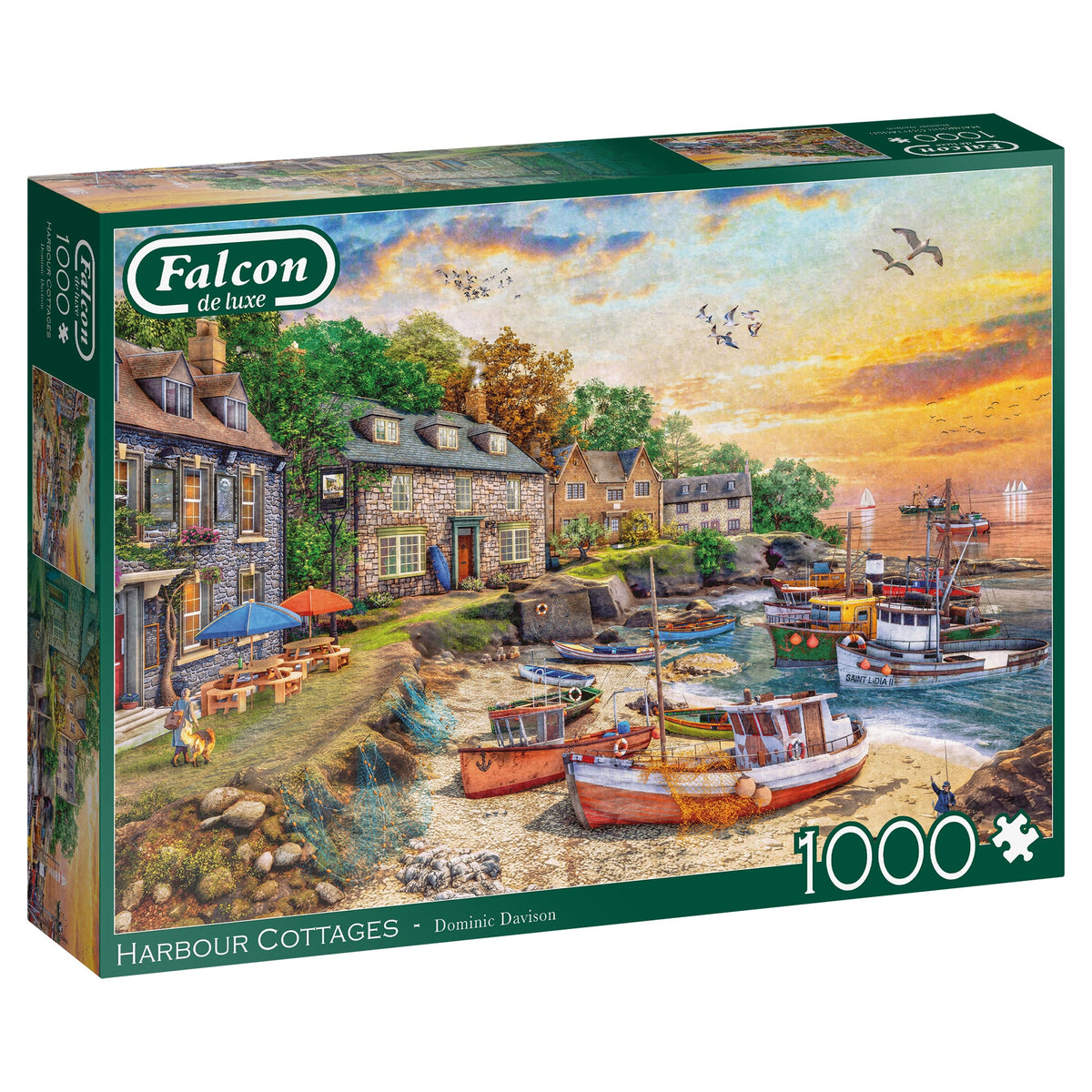 Box, turned right: Harbour Cottage – 1000 Piece Jigsaw Puzzle (Falcon de luxe)