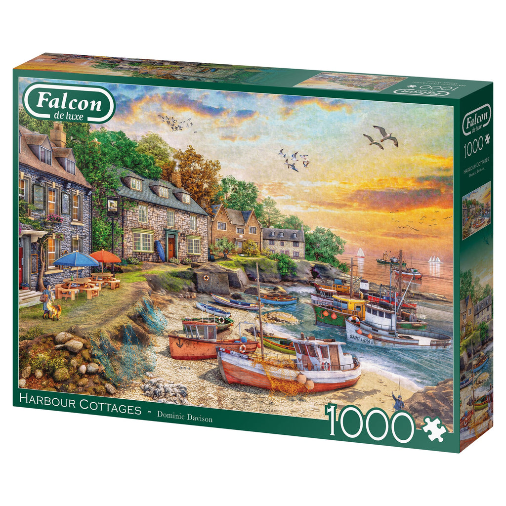 Box, turned left: Harbour Cottage – 1000 Piece Jigsaw Puzzle (Falcon de luxe)