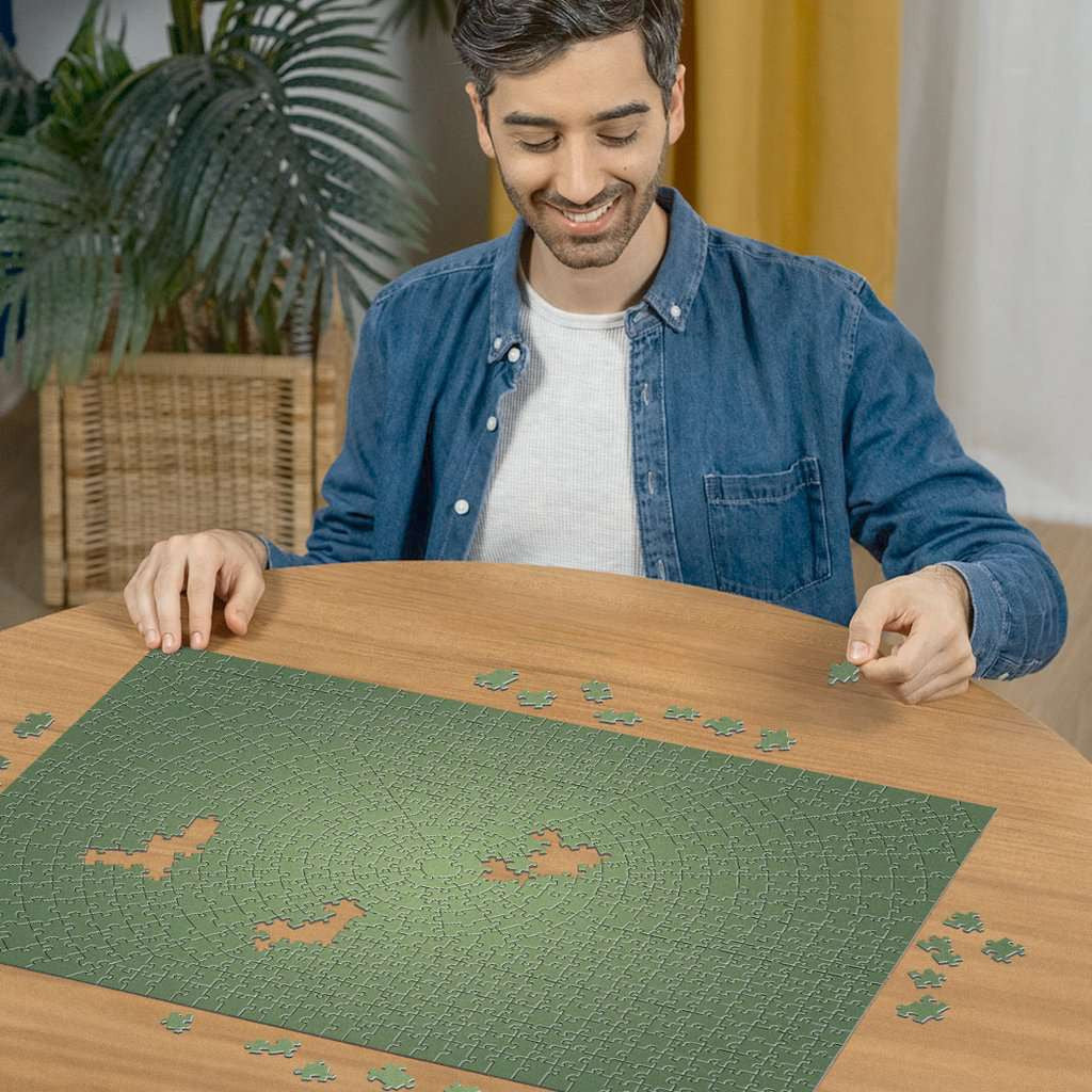 Puzzle in progress: Krypt Neon Green – 736 Piece Jigsaw Puzzle (Ravensburger)