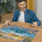 Puzzle in progress: The Underwater Island – 1000 Piece Jigsaw Puzzle (Ravensburger)