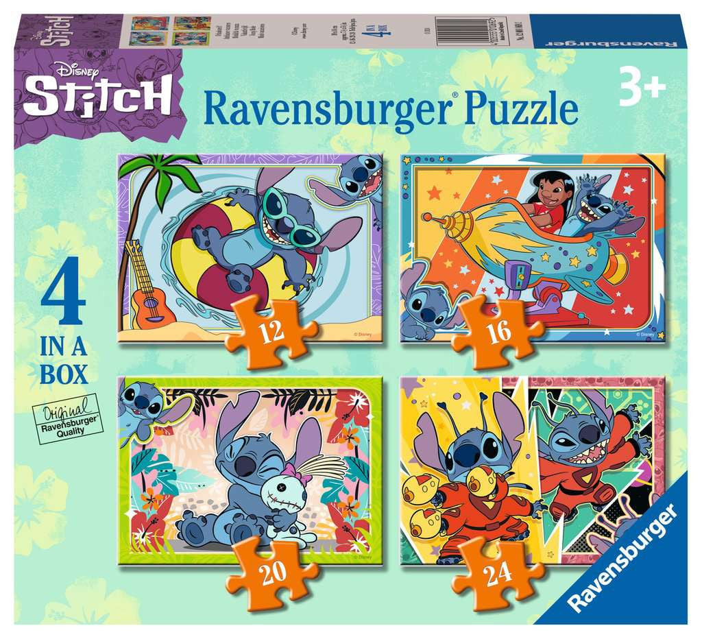 Disney Stitch – 4 in a Box (12, 16, 20, 24 Piece) Jigsaw Puzzles (Ravensburger)