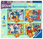 Disney Stitch – 4 in a Box (12, 16, 20, 24 Piece) Jigsaw Puzzles (Ravensburger)