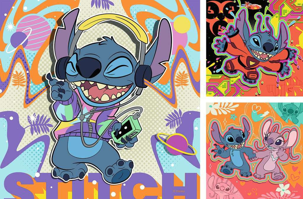 Disney Stitch: Play the Day Away – 3 x 49 Piece Jigsaw Puzzles (Ravensburger)