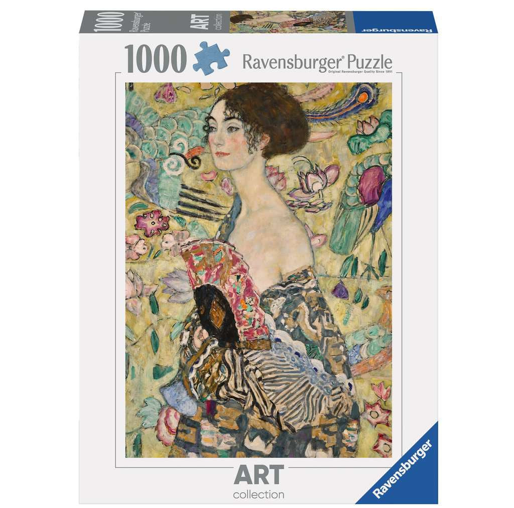 Box, straight on: Art Collection: Klimt, Lady with Fan – 1000 Piece Jigsaw Puzzle (Ravensburger)