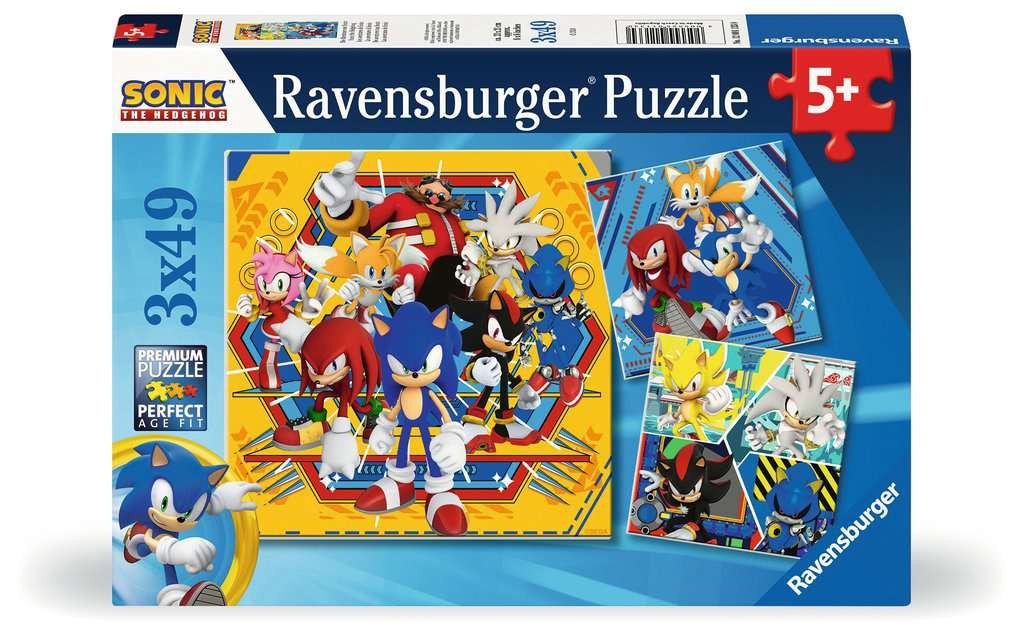 Sonic The Hedgehog – 3x49 Piece Jigsaw Puzzles (Ravensburger)