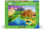 Box, straight on: Minecraft: Across the Biomes – 500 Piece Jigsaw Puzzle (Ravensburger)