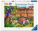 Box, straight on: Market Town Haven – 500 Piece Jigsaw Puzzle (Ravensburger)