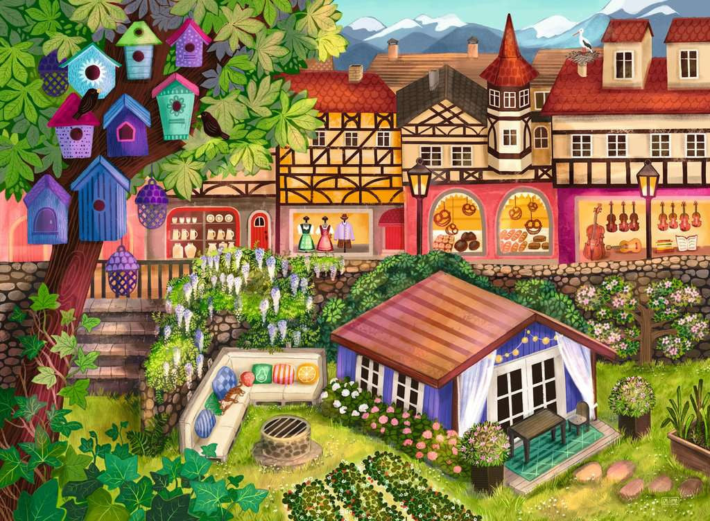 Artwork: Market Town Haven – 500 Piece Jigsaw Puzzle (Ravensburger)
