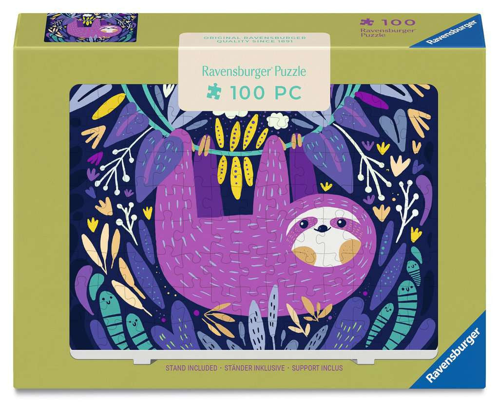 Purple Sloth Smile – 100 Piece Mini Jigsaw Puzzle (Ravensburger)
